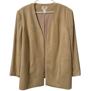 Talbots Vintage Stretch Faux Suede Tan Blazer Jacket 20W